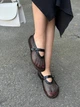 Женские балетки ShoesBand Черные из текстильной сетки с кожей с перфорацией 37 (24 см) (S98081) - изображение 3