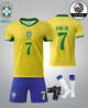 Футбольна форма дитяча Lion SPORT VINI JN. (ВІнісіус Жуніор) 7 з гетрами (розмір 34-38) Збірна Бразилії, сезон 24/25 та щитками, 30 розмір, ріст 150-160 см, жовта з синім - изображение 1