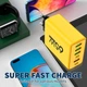 Мережевий зарядний пристрій Блок живлення для телефону Maerknon 65W 4 USB + 2 Type-C Швидке заряджання PD+QC3.0 Блок заряджання для Samsung, IPhone, Xiaomi, Redmi, Huawei, Realme 538 Yellow - зображення 2