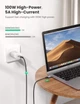 Кабель USB C 4K UltraHD UGREEN US355 USB Type-C to Type-C USB C 3.1 Gen 2 PD100W 10Gbps с нейлоновой оплеткой 1 м Black (80150) - изображение 4