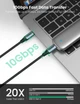 Кабель USB C 4K UltraHD UGREEN US355 USB Type-C to Type-C USB C 3.1 Gen 2 PD100W 10Gbps с нейлоновой оплеткой 1 м Black (80150) - изображение 5
