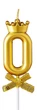 Свічка для торта Цифра 0 з короною золота 10 см (1124-0) - зображення 1