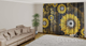 3D - Фото Тюль PHOTODECOR "Жовті квіти на коричневий фон" - зображення 2