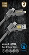 Кабель Luxe Cube ARMORED USB С, USB A, Lightning, 4 в 1 60W 1м сірий - изображение 2