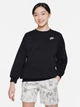 Подростковый теплый свитшот Nike G Nsw Club Flc Ovrszd Crew Lbr FD2923-010 147-158 см Black/White (0196607235232) - изображение 5