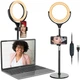Лампа кольцевая комплект LED 26 cm Veron F-537A 10" 64 pcs light 3300K - 6000К + holder + remote + штатив tripod stand — Black - изображение 1