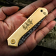 Ніж HX Outdoors Brass Folding Knife Damascus Grained Steel Gold - зображення 4