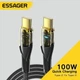 Кабель прозорий Essager 5А Type-C – Type-C PD 100W (20V/5A) швидка зарядка для ноутбуків смартфонів планшетів довжина 1.0м Black - зображення 1