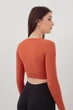 Топ вкорочений з довгим рукавом Giulia CROP TOP RIB one size Orange-burnt sienna - изображение 3