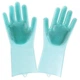 Перчатки хозяйственные силиконовые Magic Silicone Gloves для уборки чистки мытья посуды для дома. Цвет: бирюзовый - изображение 2