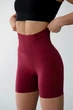 Спортивные женские удлиненные шорты Hot с двойным пуш-ап эффектом и утяжкой для фитнеса, йоги, танцев M Винный-бордо (MS02000HM) - изображение 4