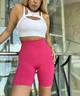 Спортивные женские удлиненные шорты Hot с двойным пуш-ап эффектом и утяжкой для фитнеса, йоги, танцев L Розовый (MS03000HL) - изображение 5
