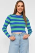 Кофта женская трикотажная в полоску сине-зеленого цвета Fashion размер 44 (187771) - изображение 1