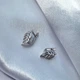 Серебряные серёжки серьги Листик в белых камнях серебро 925 пробы Родированное 55094р 3.00г - изображение 4