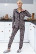 Піжама: сорочка та брюки Leinle 52(3XL) Бежевий-чорний (101898) - зображення 1