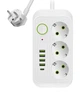 Сетевой фильтр F09U на 3 розетки + 4 USB + Type C 2500Вт кабель на 2м White - изображение 1