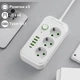 Сетевой фильтр F09U на 3 розетки + 4 USB + Type C 2500Вт кабель на 2м White - изображение 2