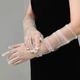 Женские прозрачные шифоновые перчатки длинные One size Белый (0009/226) - изображение 6