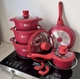 Набор кастрюль с гранитным антипригарным покрытием и крышками Higher Kitchen НК-316 многослойное дно Красный - изображение 2