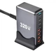 Настільний Мережевий Зарядний пристрій YMX-320 W358 320W 4 USB QC 18W MAX + 4 Type-C PD 100W Блок Швидка Зарядка для ноутбука та телефону Macbook iPhone Samsung Black - зображення 1