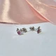 Серебряные серьги гвоздики на закрутках Микки в Розовых Камнях серебро 925 пробы родированное 82905рб 1.23г - изображение 3