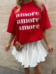 Футболка жіноча оверсайз червона з принтом Amore S-L - зображення 4