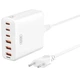 Зарядне мережеве XO L133 GaN PD75W 3хUSB/3хType-C 1.5М швидка зарядка для пристроїв Білий - изображение 1