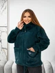 Куртка пальто альпака зі штучним хутром на блискавці та капюшоном батал оверсайз 52-58 зелений МС 2921 - зображення 7