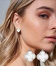 Серьги Fashion Jewelry белый клевер английский замок серебристый цвет (SVS) - изображение 1
