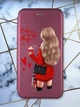 Чохол-книжка з малюнком для iPhone 11 Бордовий :: Дівчина з кавою (принт 137) - зображення 1