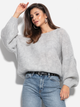 Sweter damski luźny Fobya Sweater F1102 One size Szary (5903707111558) - obraz 1