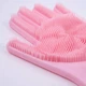 Силиконовые перчатки со щеткой CleansGlove, розовые - изображение 8