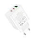 Адаптер мережевий HOCO Pure power three-port C126A |1USB/2Type-C, 40W/3A, PD/QC| білий - зображення 4