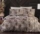 Турецкое постельное белье First Choice Cotton Satin Leopard Brown евро - изображение 1