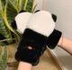 Рукавиці Мітенки 2 в 1 теплі хутряні Панда (Teddy, Тедді, ведмідь, ведмедик) Чорний, Унісекс WUKE One size - зображення 5