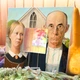 Зеркало картина "Американская готика. Художник Грант Вуд" украшение интерьера, декор дома, спальни, галереи - изображение 3