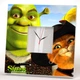 Стильные часы "Шрек и кот. Shrek" герои мультфильма, украшение для детской комнаты, спальни - изображение 1