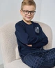 Теплый костюм Nicoletta на мальчика со штанами в клетку - Байка - Family look папа/сын, Темно-синий, 116 - изображение 2
