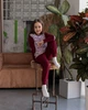 Комплект Nicoletta на дівчинку зі штанами - бордова з оленями, Бордовий, 116 - зображення 3