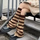 Гетры кльош полосатые бежевый коричневый One size - изображение 1