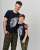 Мужской комплект Nicoletta с шортами хаки - листья - Family look папа/сын, Темно-синий, l - изображение 7