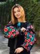 Цветочная женская вышиванка черная на льняной ткани в стиле бохо "Юстина" 12751-46 (М) - зображення 2