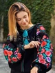 Цветочная женская вышиванка черная на льняной ткани в стиле бохо "Юстина" 12751-46 (М) - зображення 4