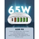 Сетевое зарядное устройство LDNIO 5USB+Type-C 65W PD + QC3.0 + 4 Auto-ID (A6573C) - изображение 4