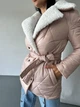 Женская зимняя куртка стеганая с мехом и поясом KM 0047/1 M (46) Бежевый (К - 0047/2 B ) - изображение 7