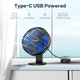 Вентилятор портативний настільний SmartDevil F9 | 4 Speeds Portable Desktop Table Fan, Type-C, Black-Blue - зображення 4