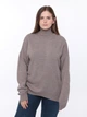 Светр жіночий коричневий подовжений з горлом 214469-1 ONE SIZE - зображення 1