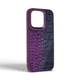 Кожаный чехол для Apple iPhone 14 Pro, Harder Glamorous Croco, Фиолетовый, термополіуретан ТПУ + экокожа с имитацией кожи крокодила, панель, защита корпуса, противоударный, микрофибра, рамка вокру камеры, защита всего корпуса, (ARM76771) - изображение 2