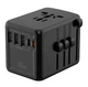 Универсальный адаптер для путешествий Otravel 35W Fast Charger +3 USB +2 Type C, Для всех типов розеток (Black) - изображение 1