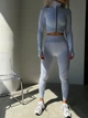 Женский комплект для спорта Fitness Attire, grey (топ, рашгард, лосины) - XL - изображение 2